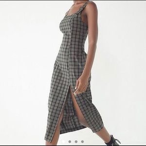 Urban Outfitters: Charlotte Plaid Pinafore Midi Dress